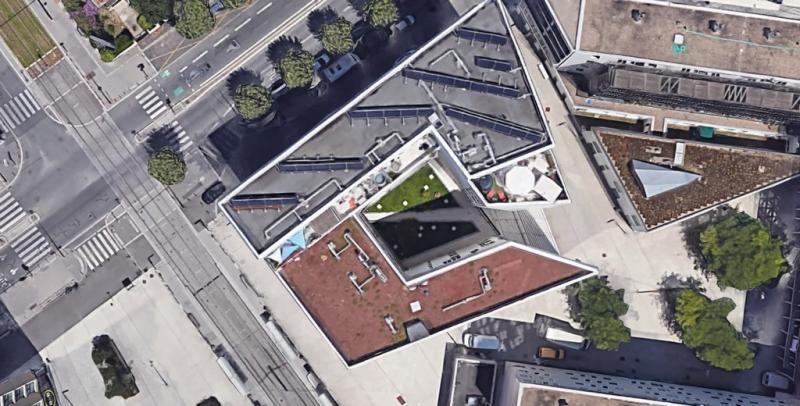 Vue de l'immeuble par satellite